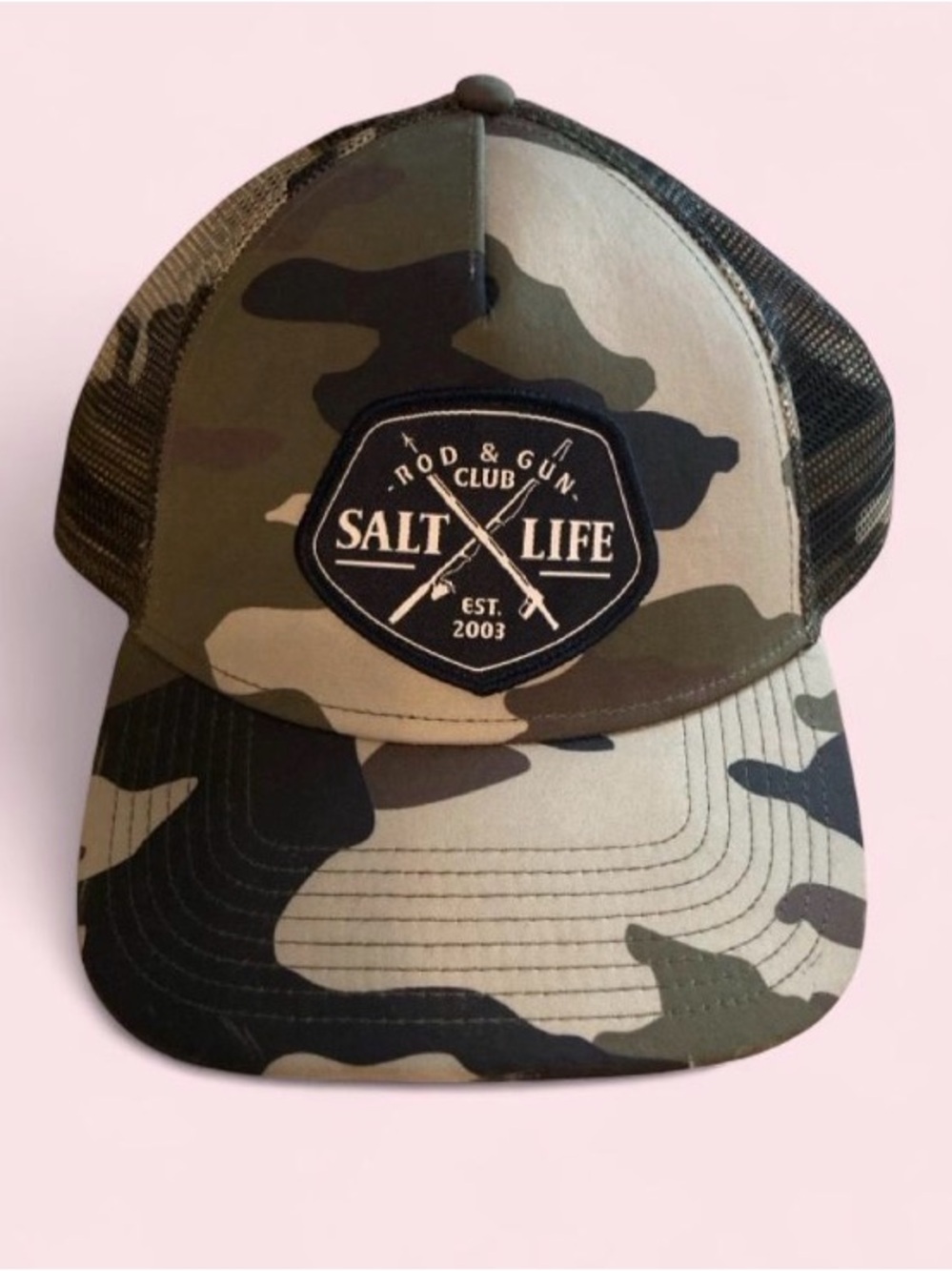 Salt Life Camo Trucker Hat - Green, Brown, Black